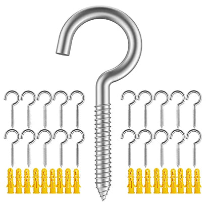 Pack of 20 Metal Eye Screws, 304 Stainless Steel Hooks, Self-Tapping Eye Ring Bolt, Strong Indoor (2-3/4") - size: 2-3/4"X20PCS