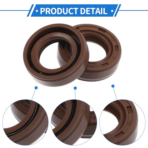 Oil Seal Ring Rotary Shaft Seal FKM Rubber 15x25x7mm 2Pcs Brown - size: 15x25x7mm