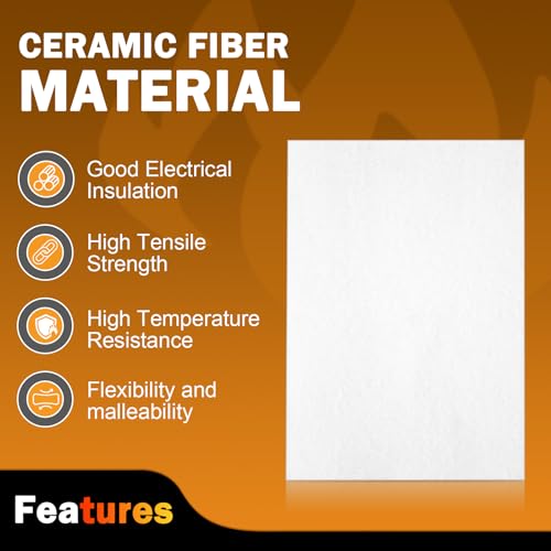 High Temperature Gasket Paper, Ceramic Fibre Furnace Gasket Material Insulation Fireplace Sheet for Pellet Stove, Wood Stove, Boiler, Furnaces, Kiln, Forge DIY Exhaust Gasket, 7"x 10"x1/8"Thick, 8 Pcs