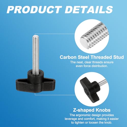 PATIKIL M6 x 35mm Tee Wing Thumb Screws, 6Pcs Carbon Steel Mechanical Handle Bolt Thumb Screws for Remove Replace Hand Clamping Tightening Knobs Power Supply, Black - size: M6 x 35mm