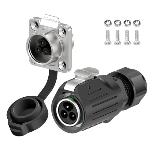 EW-LP16 Industrial Waterproof Connector IP68 Quickly Plugging Aviation Connector Anti-Interference Circular Connector Fast Release Electrical Connector M16 2-9 Pin Flange Socket (3 Pin) - color: Flange Socket/Metal, size: 3 Pin