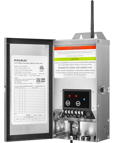 SURAIELEC Wi-Fi Low Voltage Landscape Transformer, 2 Zones, ETL Listed