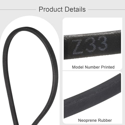 HARFINGTON Z-33 Z Type V-Belt 825mm/33 Inner Length x 0.39" Width x 0.24" Height, Z-Type Closed-Loop Rubber Transmission Belt - size: Z-33