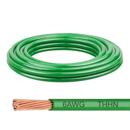 THHN Wire 6 Gauge 10 FT, 6 AWG Stranded OFC Copper Electrical Building Wire with Nylon Jacket PVC Insulation, Rated 600V for Residential, Industrial, CNC, Ground (6 Gauge, Green) - color: Green, size: 6 AWG 10FT