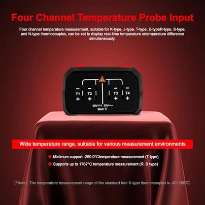 UNI-T UT325F 4-Channel Thermometer,K-Type,Bluetooth,USB-C Data Logger