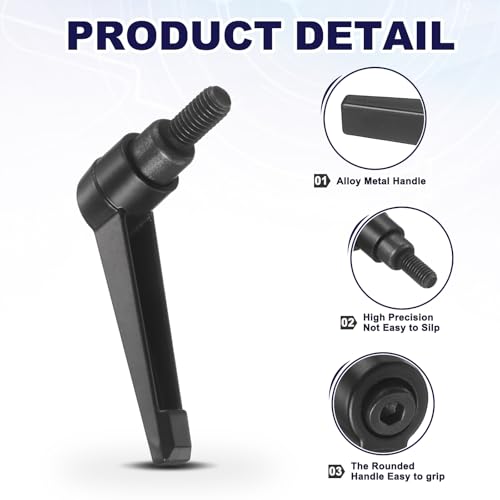 uxcell 4Pcs Adjustable Clamping Lever Handles, M8x16mm Zinc Alloy Male Thread Stud Knobs with Nuts Quick Release Bolt Rotating Screw Handles for Lathes Woodworking, Black - size: M8x16mm