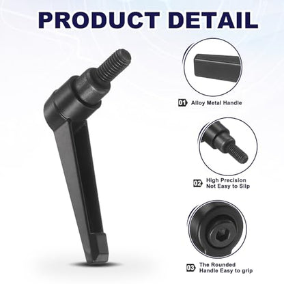 uxcell 4Pcs Adjustable Clamping Lever Handles, M8x16mm Zinc Alloy Male Thread Stud Knobs with Nuts Quick Release Bolt Rotating Screw Handles for Lathes Woodworking, Black - size: M8x16mm