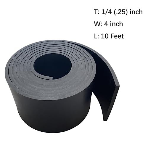 Solid Rubber Strip Roll 1/4 (.25)" Thick X 4" Wide X 10'Long - size: 4"X10'X1/4, style: No Adhesive