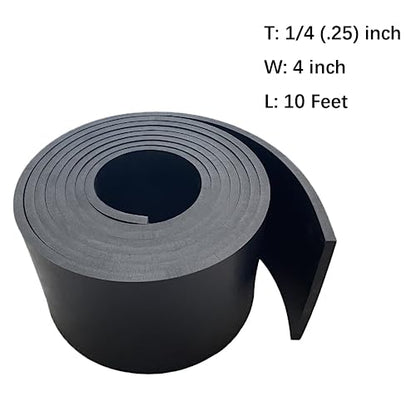 Solid Rubber Strip Roll 1/4 (.25)" Thick X 4" Wide X 10'Long - size: 4"X10'X1/4, style: No Adhesive