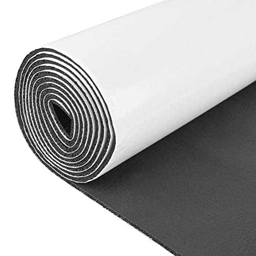 Sponge Neoprene Foam Rubber Sheet with Adhesive, 12 in x 60 in x 1/8 in Multi-Function Soundproof High Density Waterproof Rubber Mat, Perfect Cosplay Easy Cut DIY Neoprene Padding Roll - Black - color: Black, size: 12 in x 60 in x 1/8 in