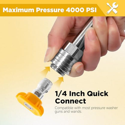 15° Yellow Pressure Washer Nozzle Tips for Cleaning Cars, Driveways - color: Yellow