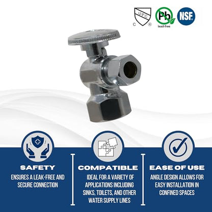 XFITTING 1/2 Inch Female NPT x 3/8 Inch OD Compression Angle Ball Valve, 30-1-5=5XX, 5 Pieces - size: .5" FNPT x .375" Angle