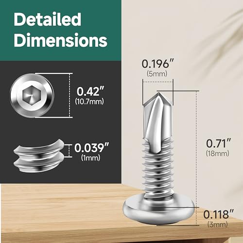 100Pcs 10 x 3/4" Sheet Metal Screws, Stainless Steel Flat Head Socket Cap Self Drilling Screw, Allen Socket Drive, Self Tapping Screws with Drill Bit - color: Silver, size: #10 x 3/4"