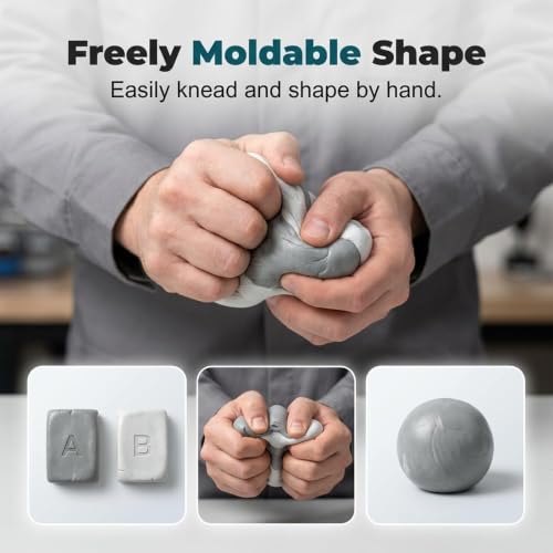 Steel Reinforced Epoxy Putty, 2 Bags Strong Clay Iron Adhesive, 2-Part 3.52oz/100g Waterproof Heat-Resistant Epoxy Putty Repair Kit, for Bonding Metal, Plastic, Wood, Tiles, Ceramics