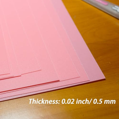 10 Pcs 8”X8” Pink Opaque Rigid Plastic Sheet, 0.02 inch Thick PVC Sheet 200mm x 200mm for Office DIY Cutting - color: Pink