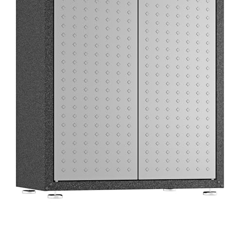 Manhattan Comfort Fortress Standing Cabinet Storage, Black/Gray - color: Black/Grey, style: Tall Cabinet