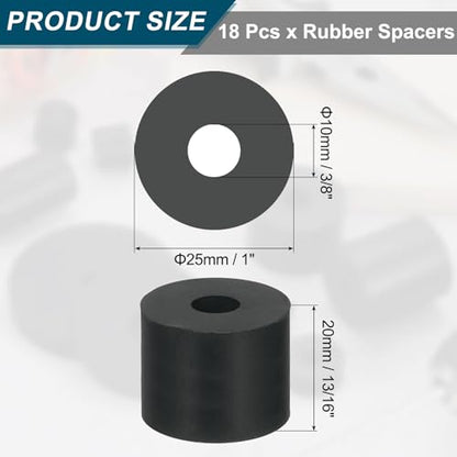 uxcell 18Pcs Thick Rubber Spacer, 1 Inch OD x 3/8 Inch ID x 13/16 Inch Thickness Round Rubber Bushings Anti Vibration Flat Spacer Washers for Home Industrial Machinery - size: 1 Inch OD x 3/8 Inch ID x 13/16 Inch T