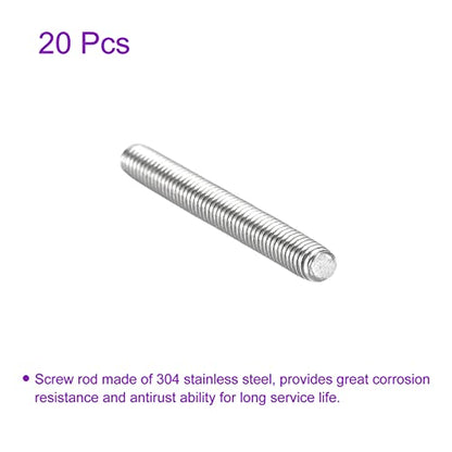 DMiotech 20 Pack M5 x 40mm Fully Threaded Rod 304 Stainless Steel Right Hand Threads Rod Bar Studs Clamps and U-Bolts - size: M5 x 40mm