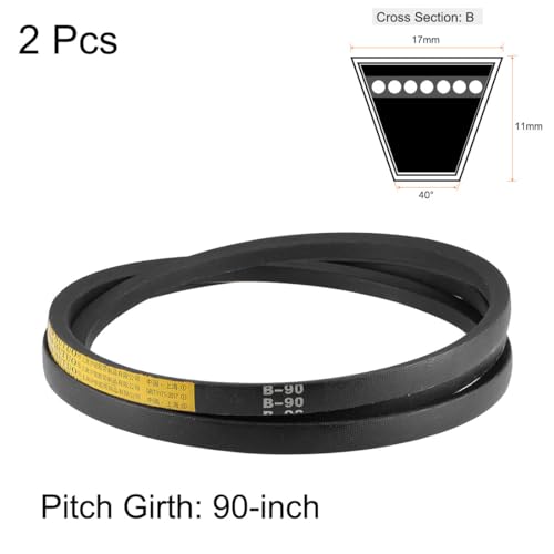 uxcell B90 V-Belts 90" Pitch Length, B-Section Rubber Drive Belt 2pcs - size: 90"