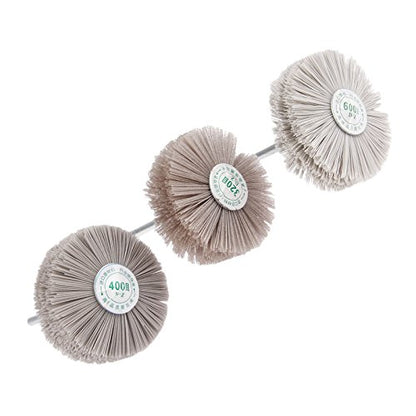3PCS Nylon Abrasive Wheel Brush Filament,320# 400# 600# Grinding Head