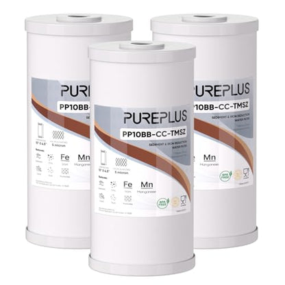 PUREPLUS 10" x 4.5" Whole House Iron Reducing Sediment Water Filter,3PACK - size: 3 Count (Pack of 1), style: Heavy Metals Removal（PRO)