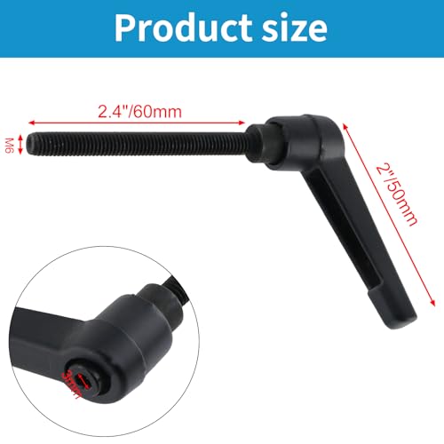 Clamping Lever Handles M6 x 60mm Push Button Ratchet Lever Male Threaded Stud Adjustable Handles Hand Knobs Rotating Screw Handles Bolts with Locking Lever -6pcs - size: M6 x 60mm