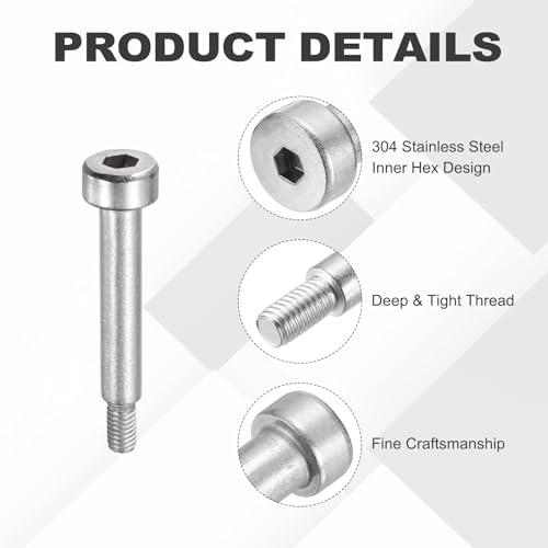 MECCANIXITY 26 Pcs 304 Stainless Steel Shoulder Bolt 4mm Shoulder Dia 14mm Shoulder Length M3x0.5 Thread Hex Socket Shoulder Bolts for Hydraulic Injection Molding Machinery Industries - size: 4mm x 14mm