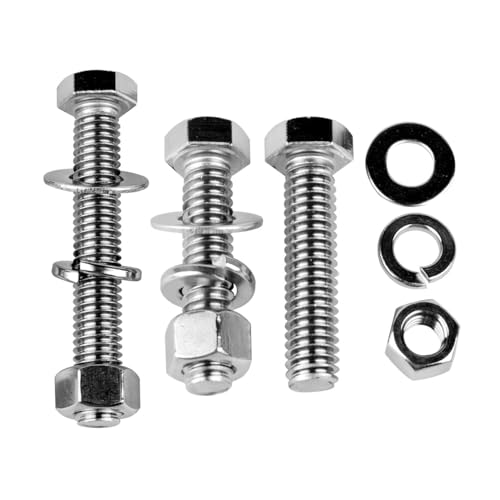 8Sets 5/16-18 x 2-1/2" Hex Head Bolts Screws with Hex Nuts and Thick Flat & Lock Washers, 304 Stainless Steel, UNC Coarse Thread, Silver Finish - color: Silver, size: 5/16-18 x 2-1/2" (8Set)