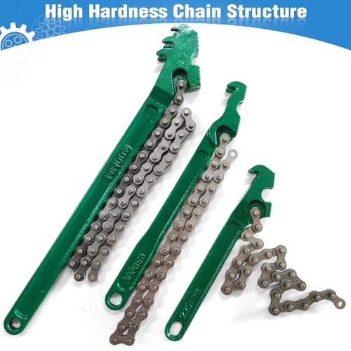 3 Pcs Heavy Duty Chain Wrench, 9 Inch 12 Inch 16 Inch Filter Chain