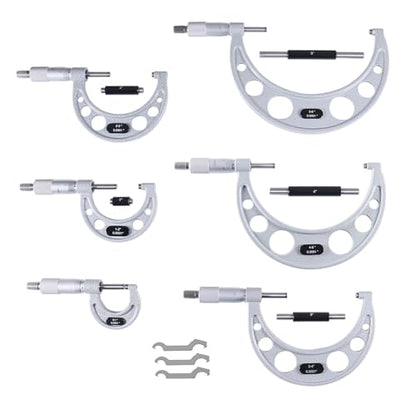 Accusize Industrial Tools Outside Micrometer, 0-6" 6 Pc/set, EG00-0906 - size: 0-6" 6 pc/set