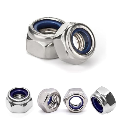 M8 1.25 Locknuts Metric Nylon Inserted Hex Lock Nuts - size: M8-Stainless Steel