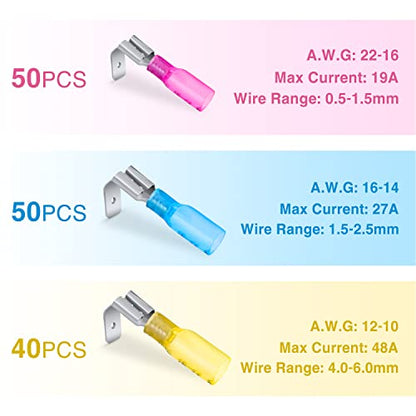 Nilight 140PCS Heat Shrink Piggy Back Spade Terminals Connectors - color: 140PCS Piggy Back Terminals