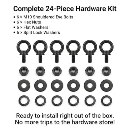 6 Pack M6 x 0.55" T316 Stainless Steel Eye Bolts with Nuts, Black Shouldered Lifting Eye Bolt Kit with Lock Washers (Approx 1/4" Thread Diameter), Heavy Duty Tie Down Anchor for Marine - size: M6 x 0.55''