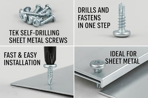 BCP Fasteners Zinc-Plated Pan Head Sheet Metal Screws, 100 Pack - size: #10 x 1"