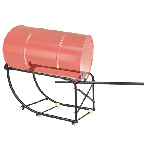 KUAFU 55 Gallon Drum Cradle 600lbs Drums Dolly Cart Drum Dispensing Stand