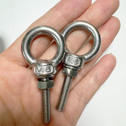 304 Stainless Steel Eye Bolt, 5 PCS M6 Heavy Duty Lifting Ring 1.2" Threaded Eyebolt Shoulder Eye Bolts with Nuts and Flat Washers(Thread Length 30mm) - size: m60x30(5pcs)