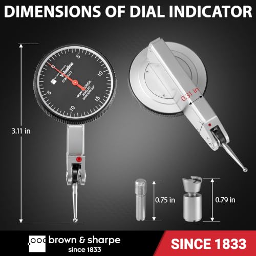 Brown & Sharpe Dial Test Indicator, 0.0005" Graduation, 0.030" Range