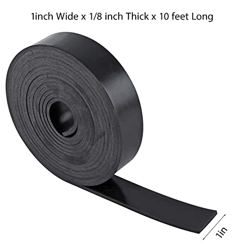 Neoprene Rubber Sheet - 1/8 Inch Thick x 1 Inch Wide x 10 Feet Long Neoprene Rubber Strips Rolls for DIY Gaskets, Pads, Seals, Crafts, Flooring, Cushioning of Anti-Vibration, Anti-Slip - size: W:1In x T: 1/8In x L: 10Ft