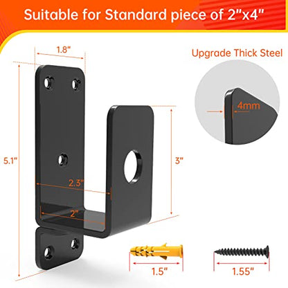 Thickened Door Barricade Bracket, 2 Pack-Black, Iron, Steel, Powder Coated, U-Shaped, Door Mount, 2X4 Lumber Compatible, Home, Barn, Shed, Garage, Gate Security Reinforcement - color: 2 pack-PRO