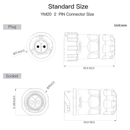 CNLINKO YM-20 2 PIN Screw Lock Waterproof Connector IP68 Circular Connector PBT Plastic Shell Quick Plug Aviation Connector M20 Male Plug and Female Plug(2-Pin) - size: 2-Pin, style: Screw-Assembly