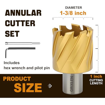 1-3/8"x1 HSS Annular Cutter，Diameter 1-3/8"，Cutting Depth 1" - size: 1-3/8x1"