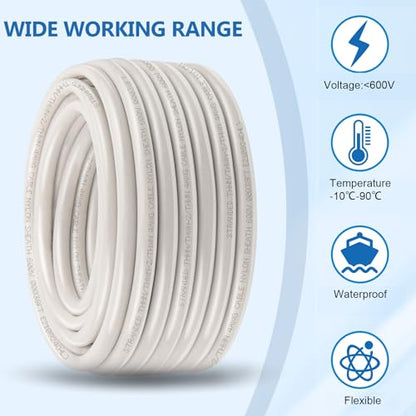 THHN Wire 4 Gauge 25 FT, 4 AWG Stranded OFC Copper Electrical Building Wire with Nylon Jacket PVC Insulation, Rated 600V for Residential, Industrial, CNC, Ground (4 Gauge, White) - color: White, size: 4 AWG 25FT