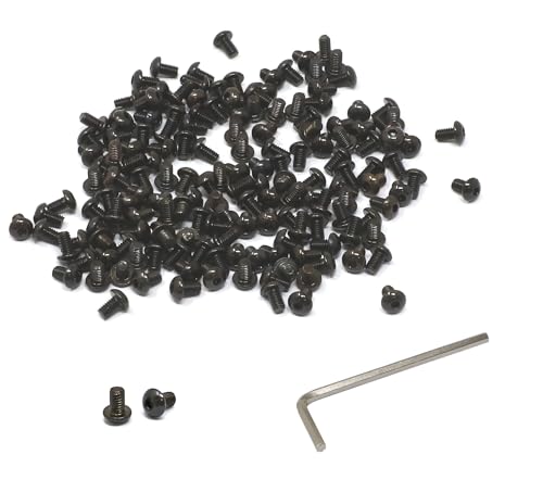 iexcell 100 Pcs M2.5 x 4mm Thread Pitch 0.45 mm Alloy Steel 10.9 Grade Hex Socket Button Head Cap Screws Bolts Kit, Black Oxide Finish - size: M2.5 x 4mm