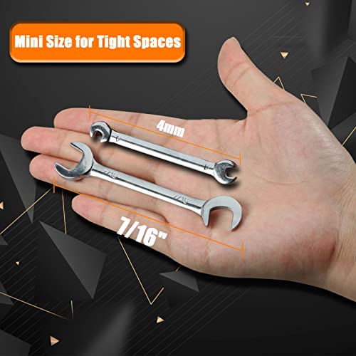 SPEEDWOX Mini Double Open End Wrench Set, 10-Piece Metric & SAE, Super-Thin Angled Heads, Made of Premium Carbon Steel, Includes Storage Pouch - size: Double Open End Metric & SAE 20-Piece
