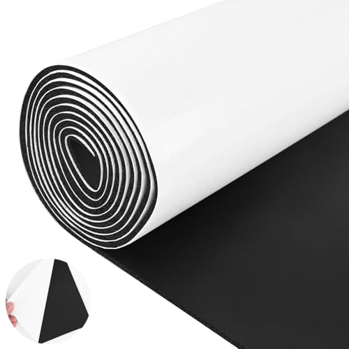 ToLanbbt Sponge Neoprene Foam Sheet with Adhesive - 1/8” Thick, 12” x 59” Closed Cell Foam Rubber Roll, Weatherproof Soundproof Padding for Automotive, Cabinet, Furniture, Crafts, DIY, Black - color: Black, size: 12 in x 59 in x 1/8 in