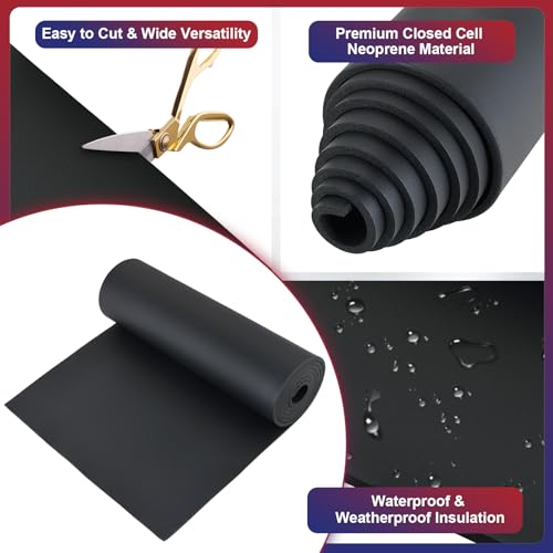 NYXOVA 1/4" x 17" x 80" Neoprene Sponge Foam Sheet Roll, Closed Cell Foam - size: 1/4" x 17" x 80"