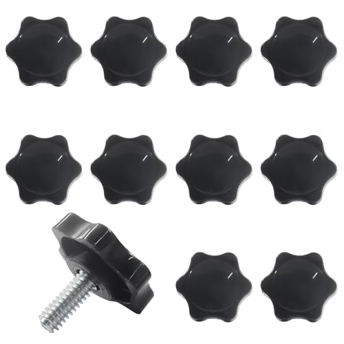 10Pcs 1/4"-20 Star Hand Knobs, Black, 1/4"-20 * 16 - size: 1/4"-20*16