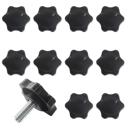10Pcs 1/4"-20 Star Hand Knobs, Black, 1/4"-20 * 16 - size: 1/4"-20*16