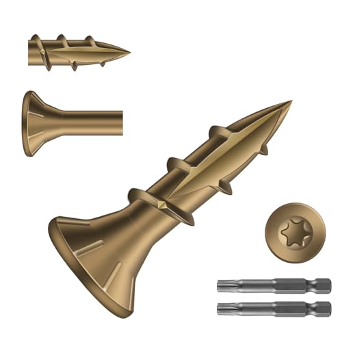 #8 x 5/8" Deck Screws (647Pcs) 2lb. Carbon Steel, Yellow, Flat Head, Rust Resistant epoxy Coated, with T25 Star Bit - color: Yellow, size: #8 x 5/8"