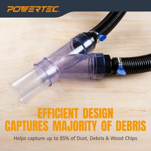 POWERTEC Dust Collector Fittings, Router Table Dust Collection System w/Y Fittings Hoses, Reducer Shop Vac Works w/BOSCH PR20EVS, Makita & Porter Cable, Not Compatible with Lift Router Tables (70331) - color: Router Table Dust Collection System w/Y Fittin